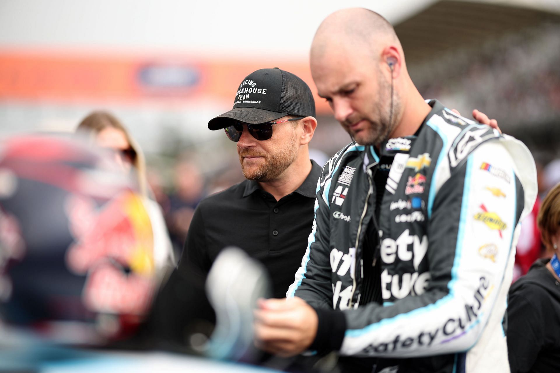 Trackhouse Racing team owner Justin Marks (L) with Shane Van Gisbergen before Viva Mexico 250. Source: Getty